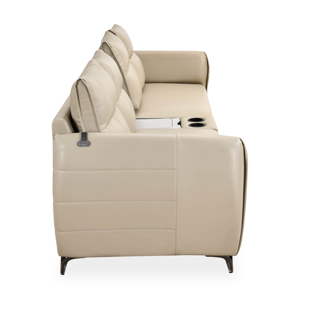 Infinia 2+2 Seater Leatherette Sofa Set with Rectangle Console- Beige
