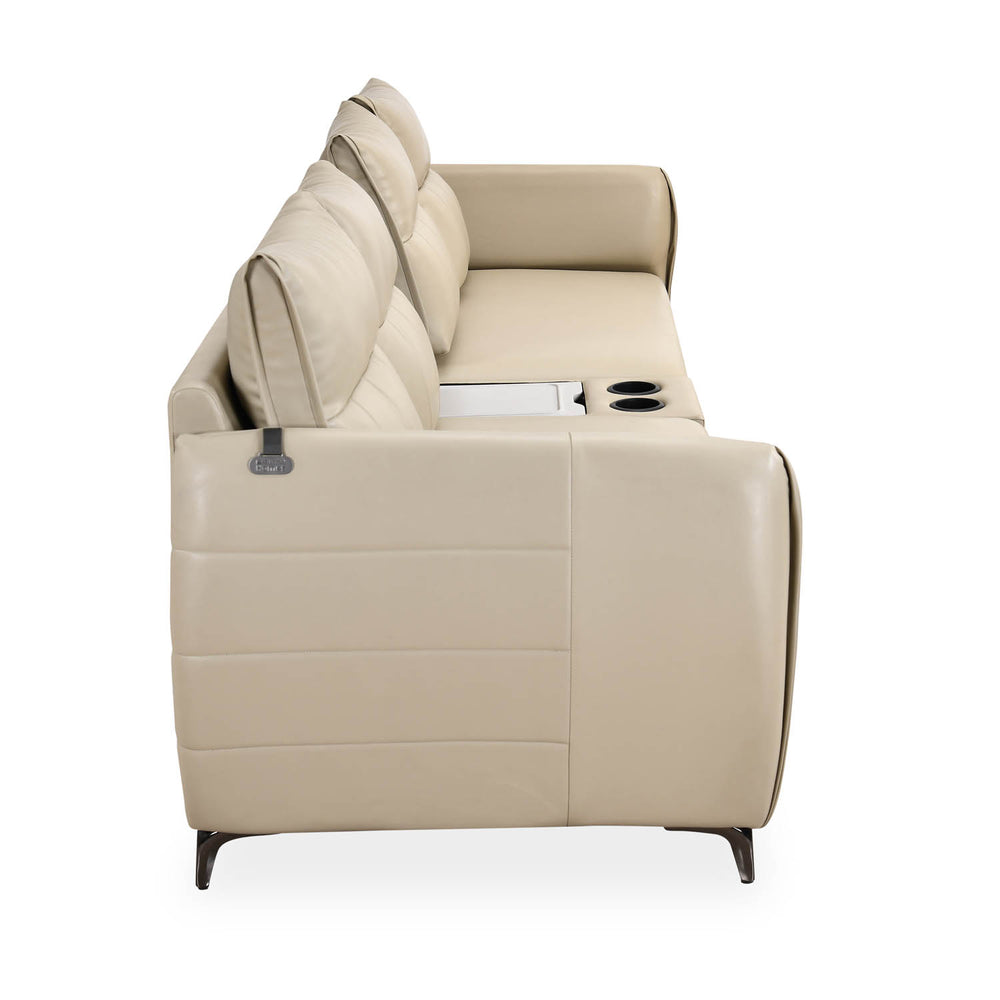 Infinia 2+2 Seater Leatherette Sofa Set with Rectangle Console- Beige