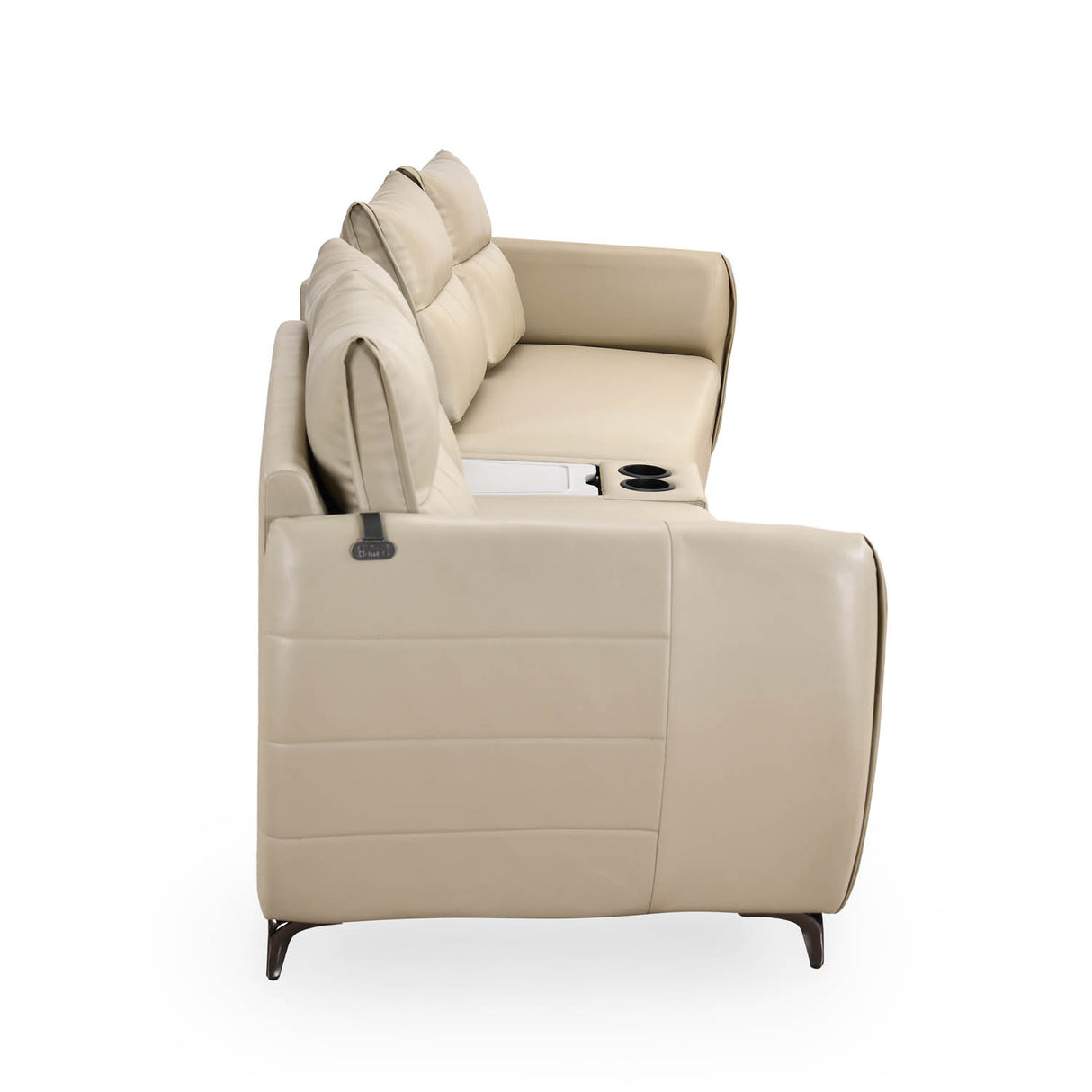 Infinia 2+2 Seater Leatherette Sofa Set with Triangle Console- Beige