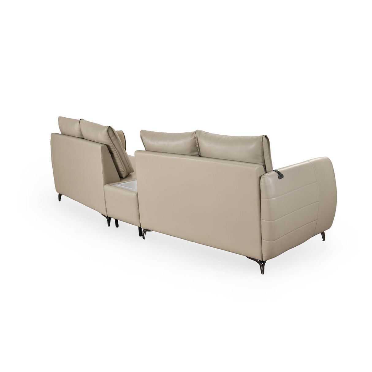 Infinia 2+2 Seater Leatherette Sofa Set with Triangle Console- Beige