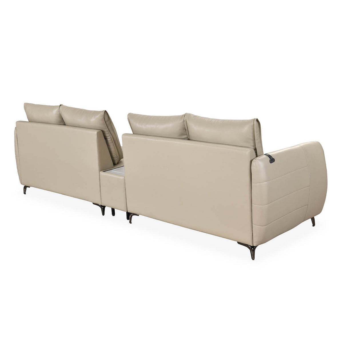 Infinia 2+2 Seater Leatherette Sofa Set with Rectangle Console- Beige
