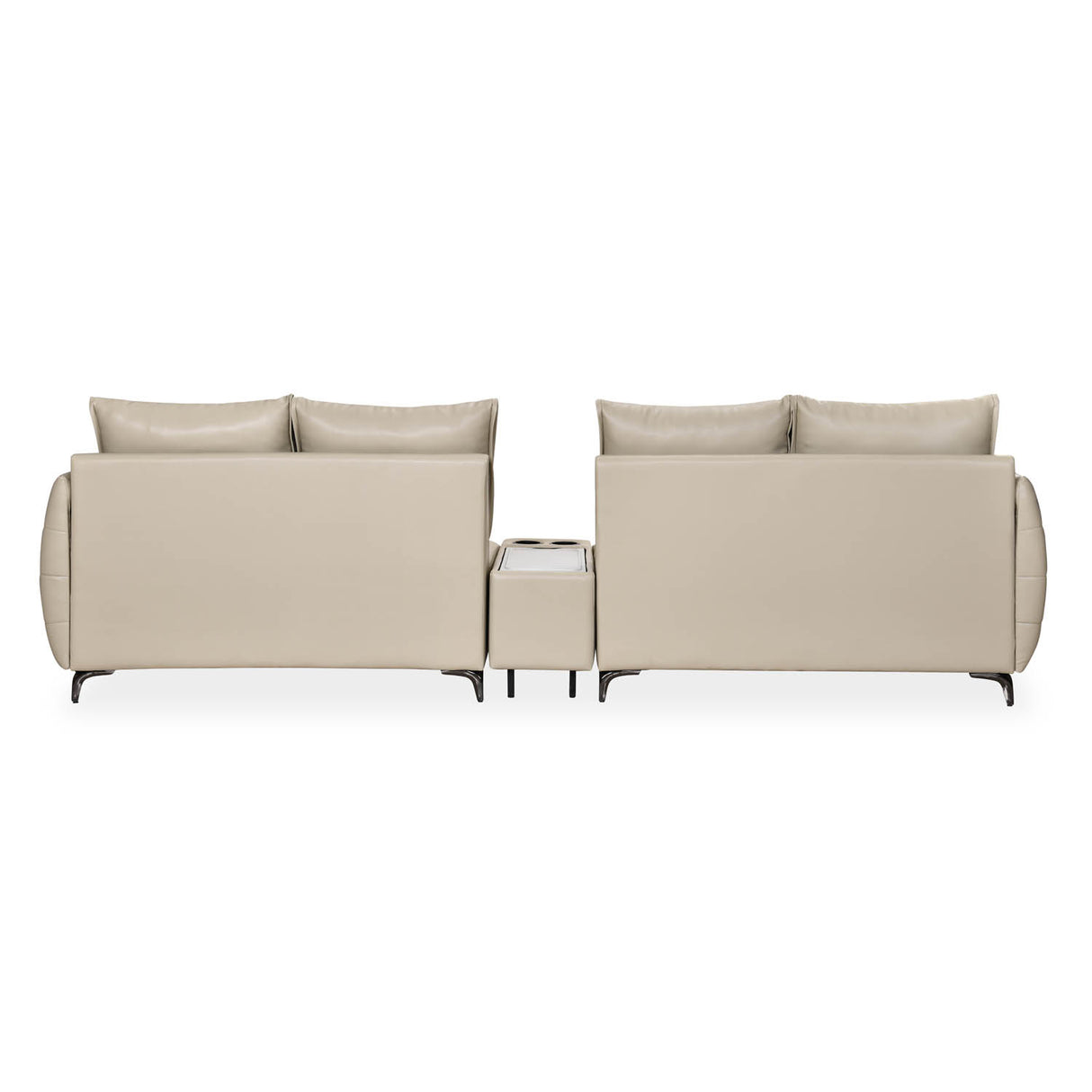 Infinia 2+2 Seater Leatherette Sofa Set with Rectangle Console- Beige