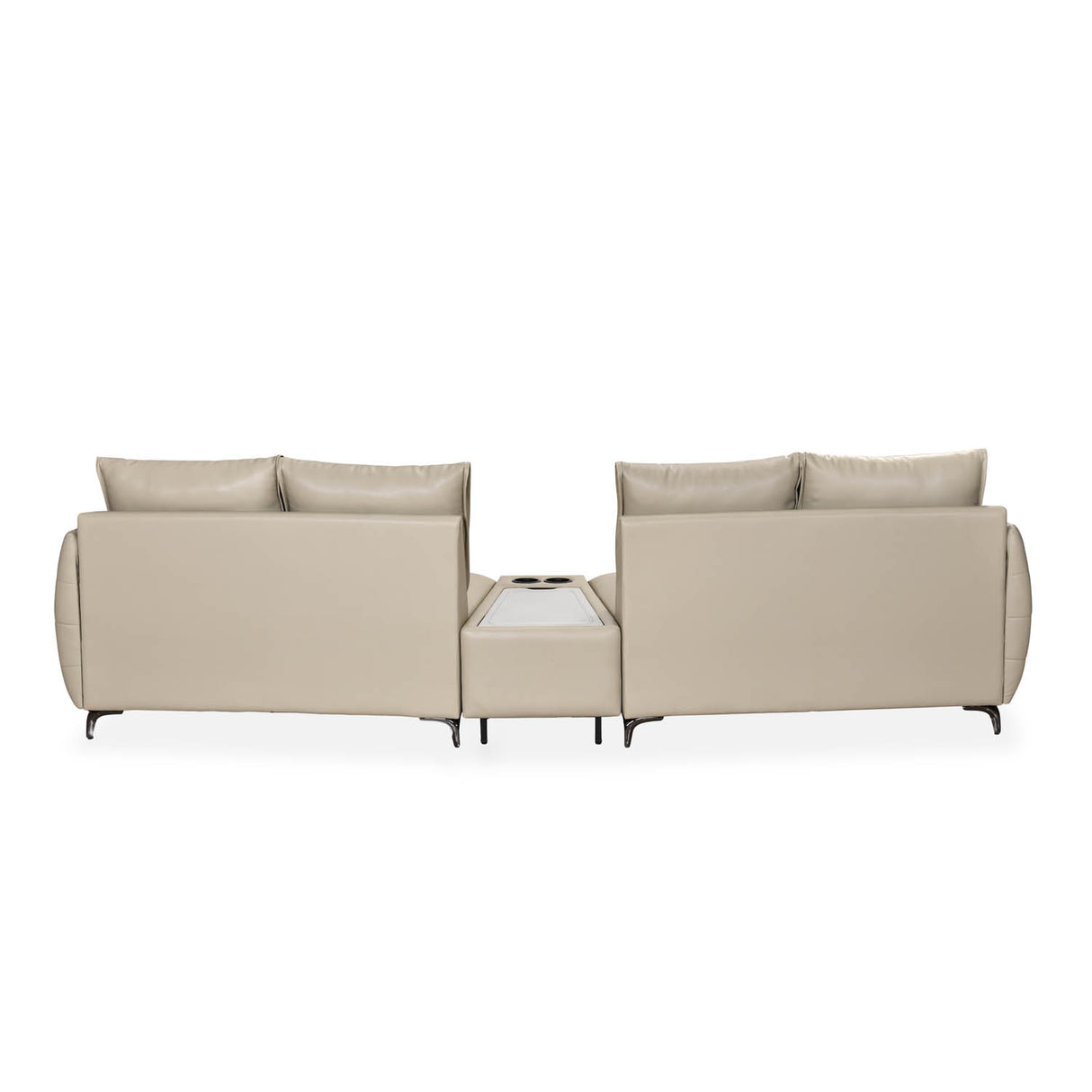 Infinia 2+2 Seater Leatherette Sofa Set with Triangle Console- Beige