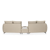 Infinia 2+2 Seater Leatherette Sofa Set with Triangle Console- Beige