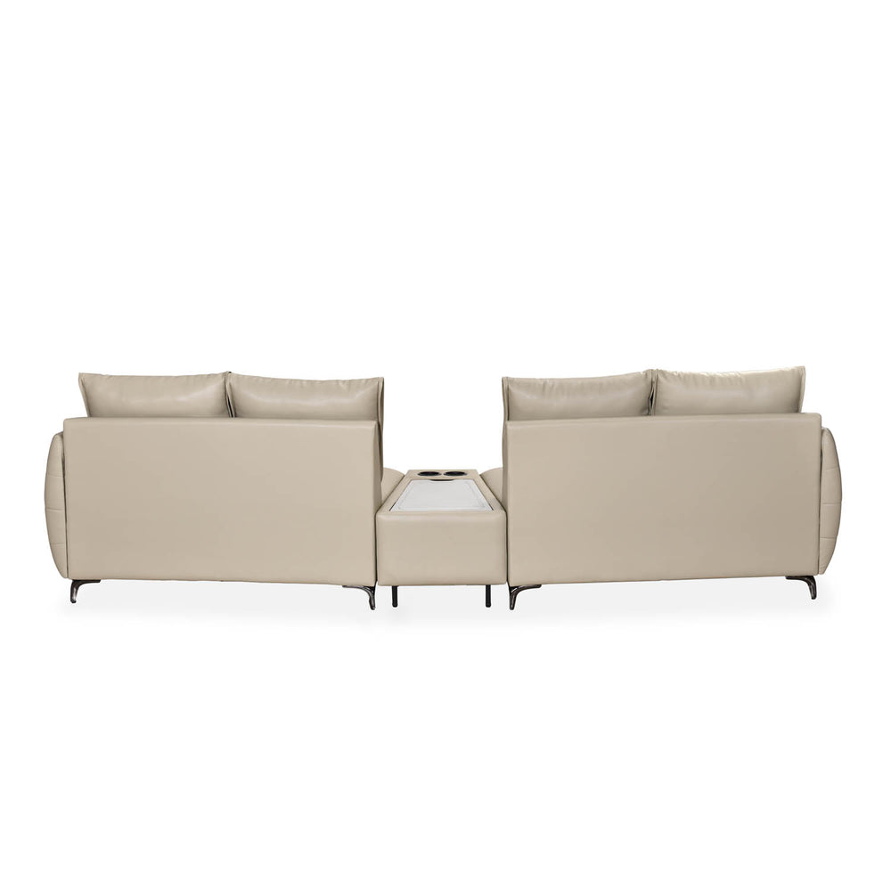 Infinia 2+2 Seater Leatherette Sofa Set with Triangle Console- Beige