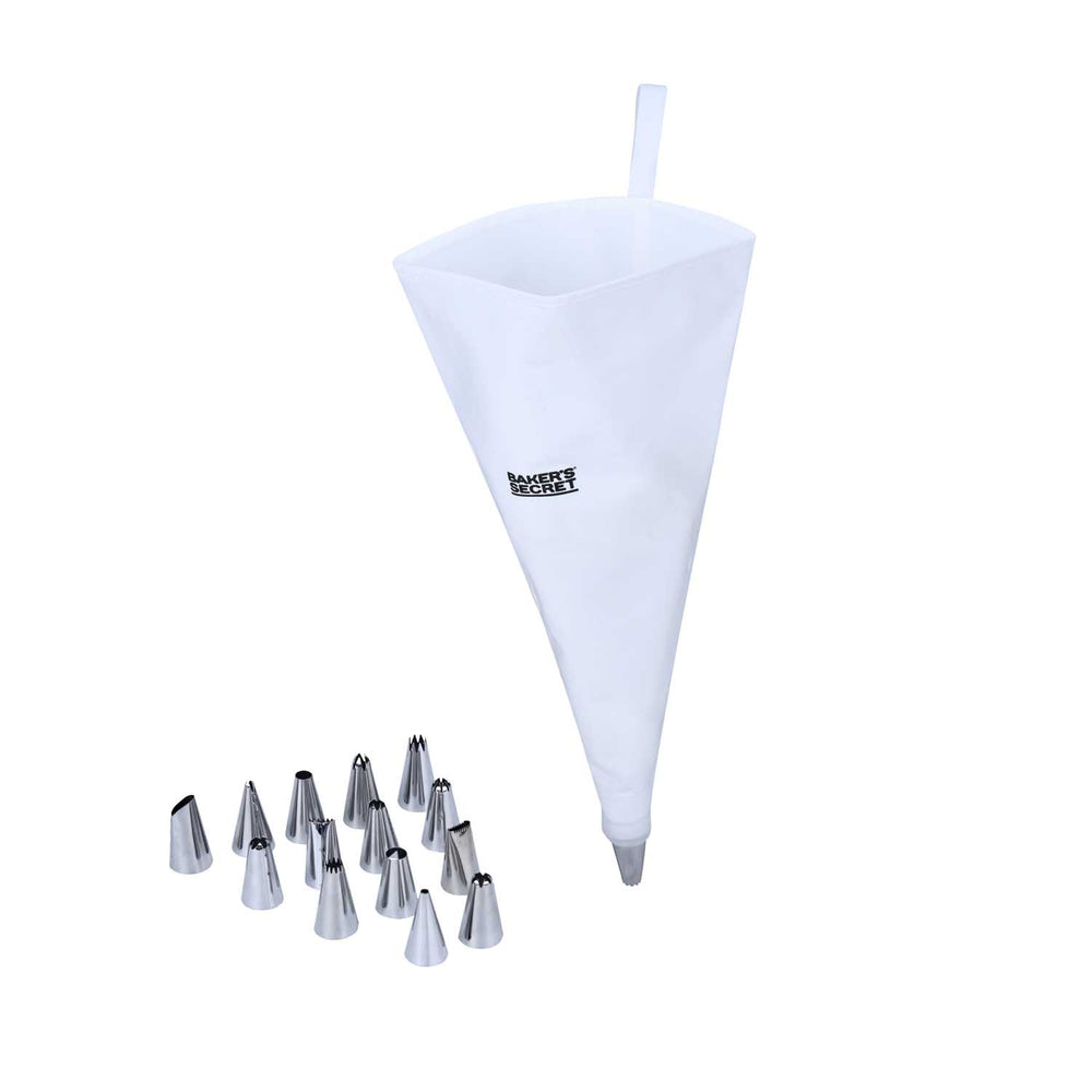 Baker's Secret 16-Piece Cake Decorating Set- Silver