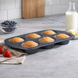 Baker's Secret 6 Cup Muffin Pan- Grey