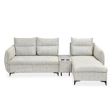 Infinia 3 Seater Fabric Sofa with Left Lounger and Rectangle Console- Off White