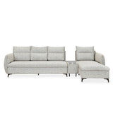 Infinia 4 Seater Fabric Sofa with Left Lounger and Rectangle Console- Off White