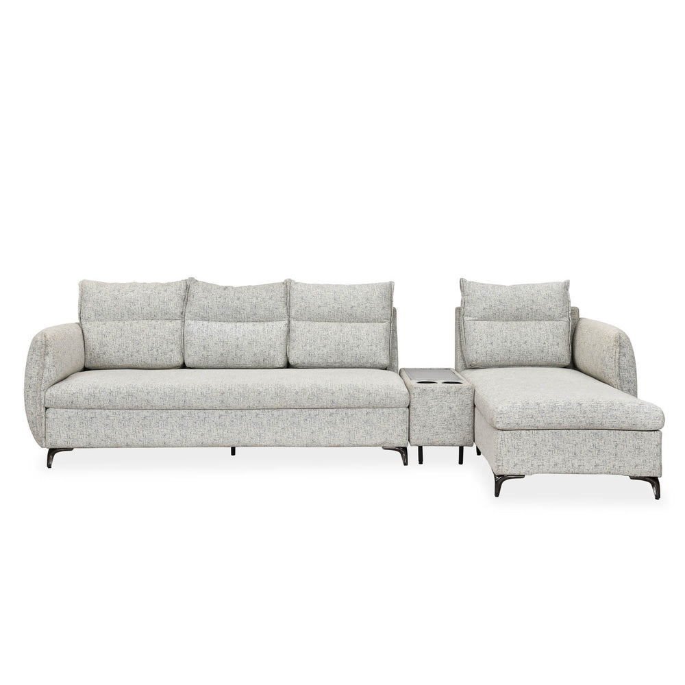 Infinia 4 Seater Fabric Sofa with Left Lounger and Rectangle Console- Off White