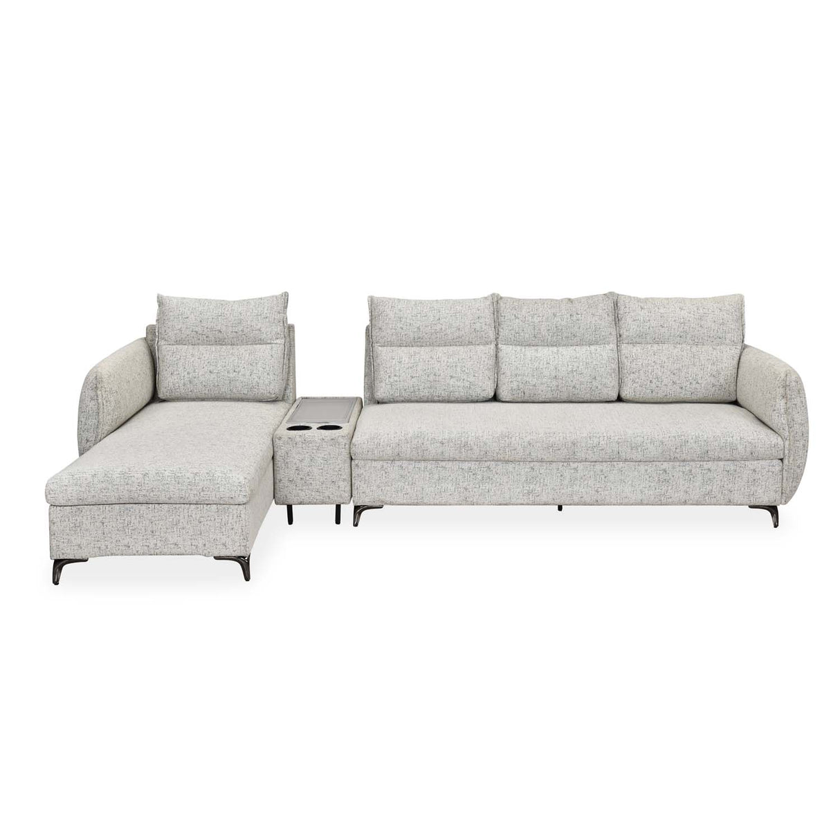 Infinia 4 Seater Fabric Sofa with Right Lounger and Rectangle Console- Off White