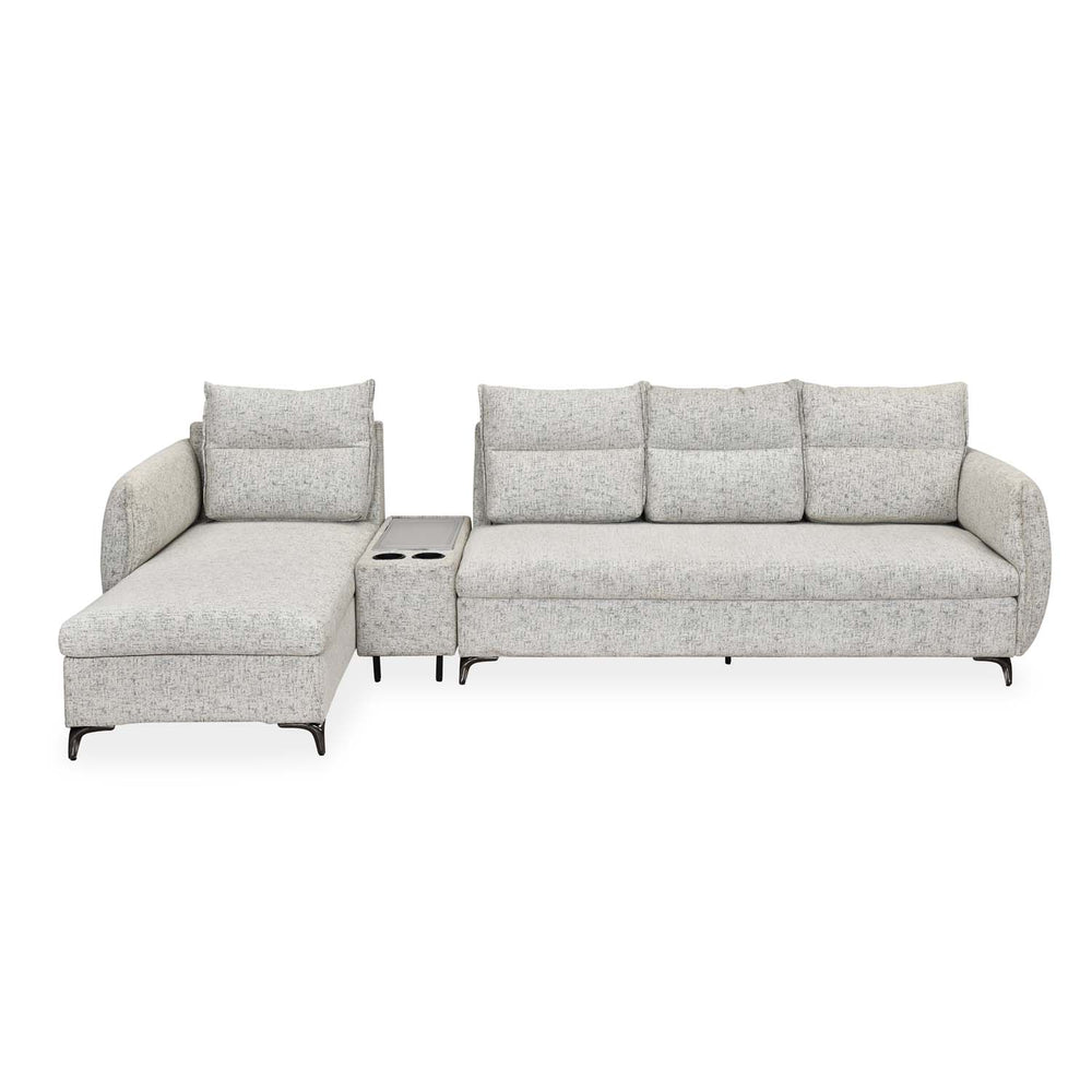 Infinia 4 Seater Fabric Sofa with Right Lounger and Rectangle Console- Off White
