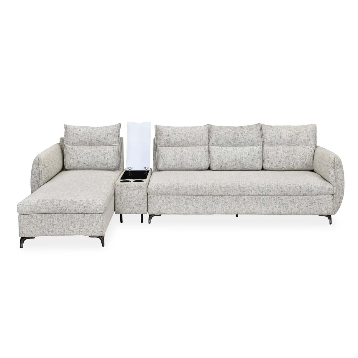 Infinia 4 Seater Fabric Sofa with Right Lounger and Rectangle Console- Off White