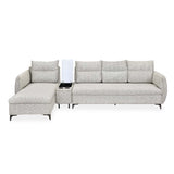 Infinia 4 Seater Fabric Sofa with Right Lounger and Rectangle Console- Off White