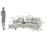 Infinia 3 Seater Fabric Sofa with Right Lounger and Rectangle Console- Off White