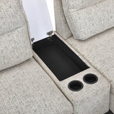 Infinia 3 Seater Fabric Sofa with Left Lounger and Rectangle Console- Off White
