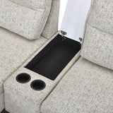 Infinia 3 Seater Fabric Sofa with Right Lounger and Rectangle Console- Off White