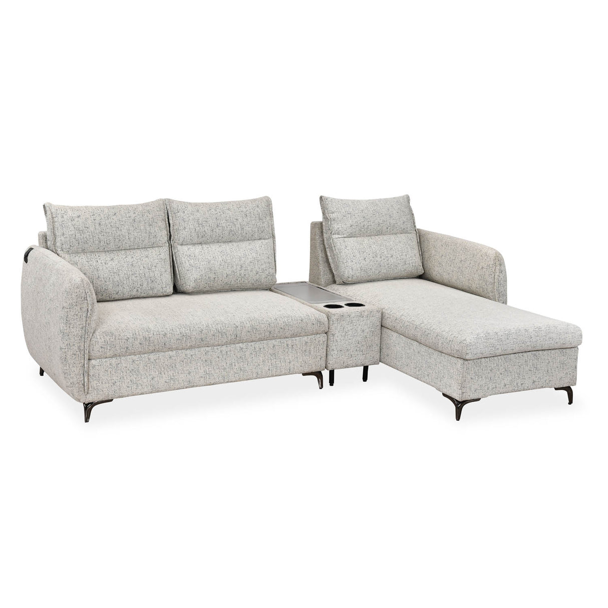 Infinia 3 Seater Fabric Sofa with Left Lounger and Rectangle Console- Off White