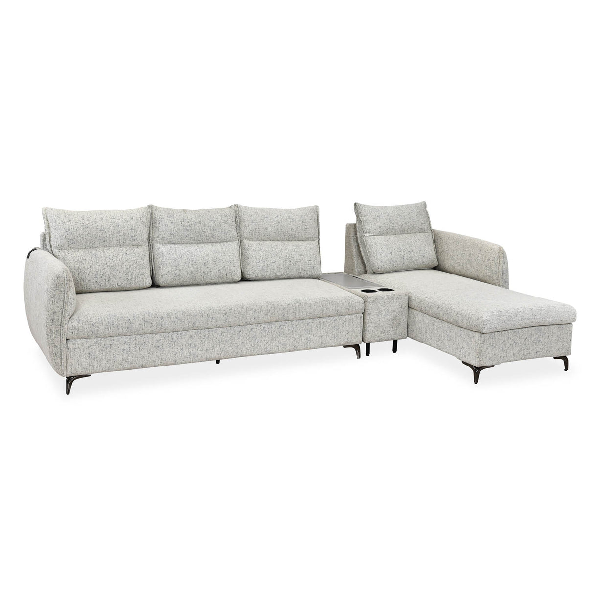 Infinia 4 Seater Fabric Sofa with Left Lounger and Rectangle Console- Off White