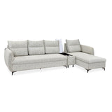 Infinia 4 Seater Fabric Sofa with Left Lounger and Rectangle Console- Off White