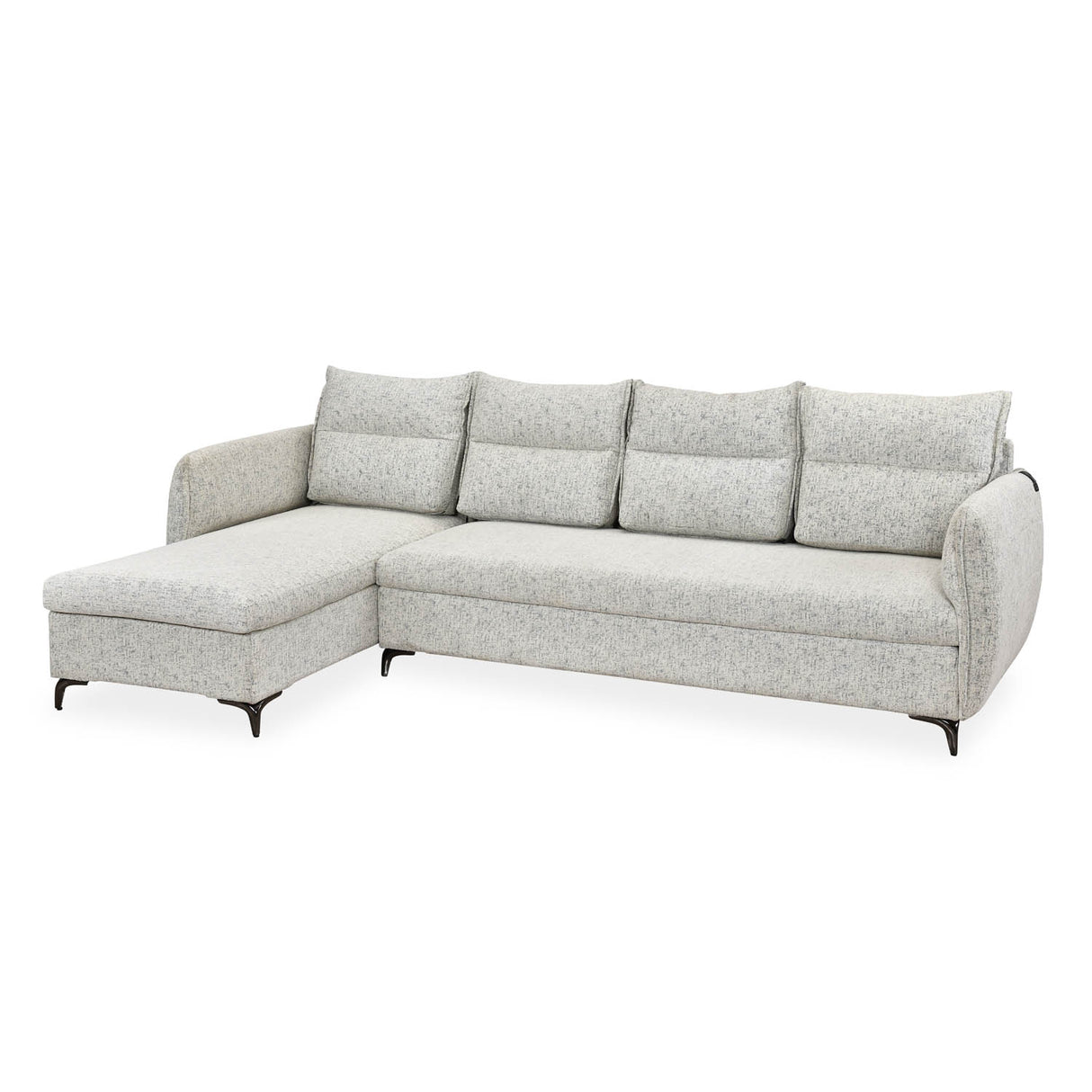 Infinia 4 Seater Fabric Sofa with Right Lounger -Off White