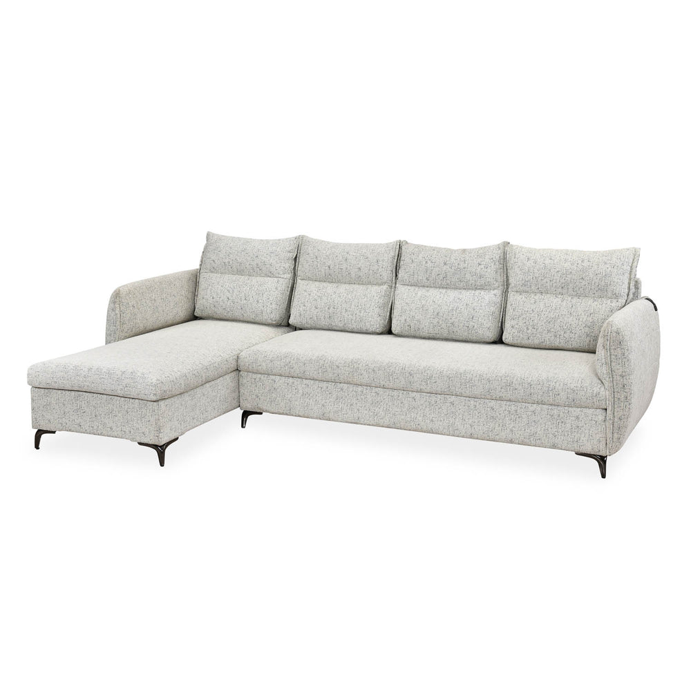 Infinia 4 Seater Fabric Sofa with Right Lounger -Off White