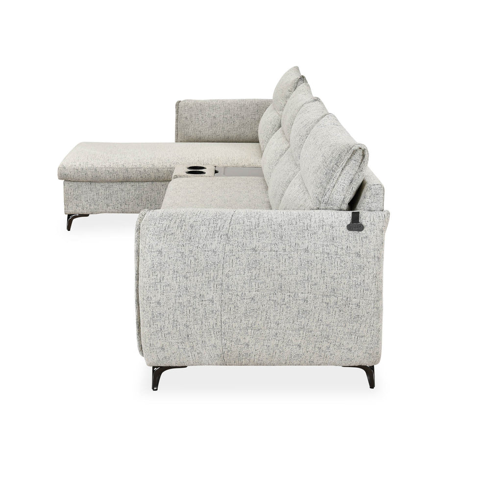 Infinia 4 Seater Fabric Sofa with Right Lounger -Off White