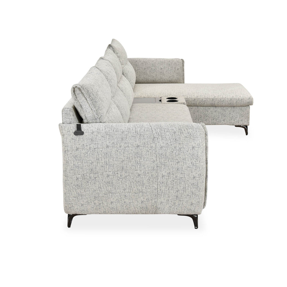 Infinia 4 Seater Fabric Sofa with Left Lounger - Off White