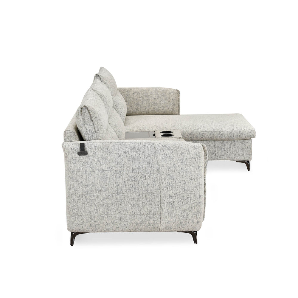 Infinia 3 Seater Fabric Sofa with Left Lounger and Rectangle Console- Off White