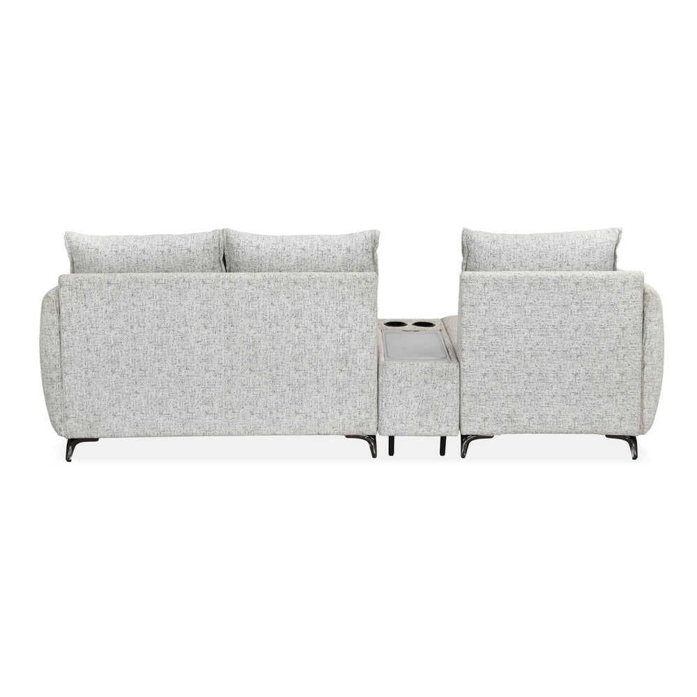 Infinia 1+2 Seater Fabric Sofa Set with Rectangle Console- Off White