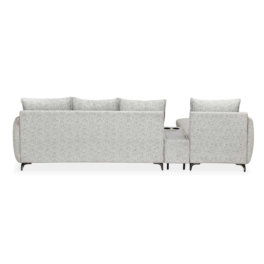 Infinia 4 Seater Fabric Sofa with Right Lounger and Rectangle Console- Off White