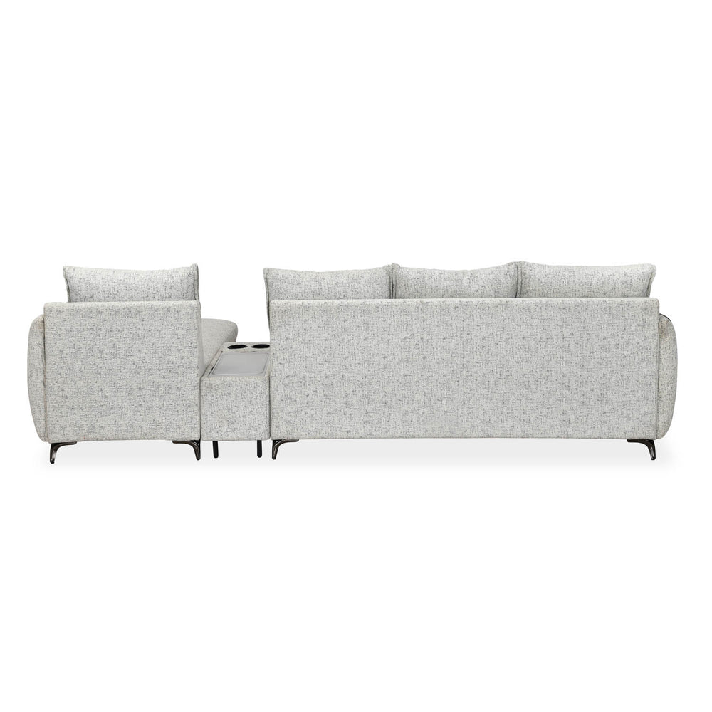 Infinia 4 Seater Fabric Sofa with Left Lounger and Rectangle Console- Off White