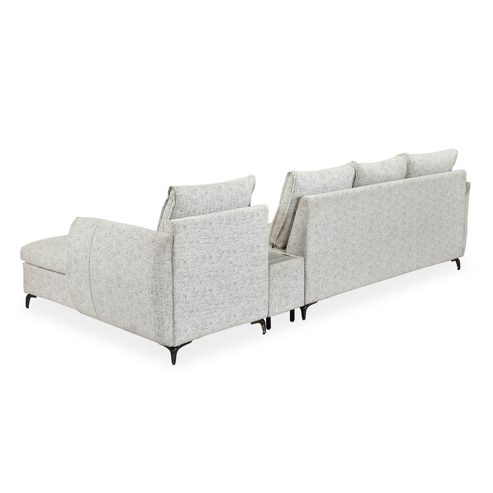 Infinia 4 Seater Fabric Sofa with Left Lounger and Rectangle Console- Off White