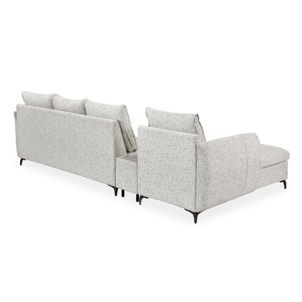 Infinia 4 Seater Fabric Sofa with Right Lounger and Rectangle Console- Off White