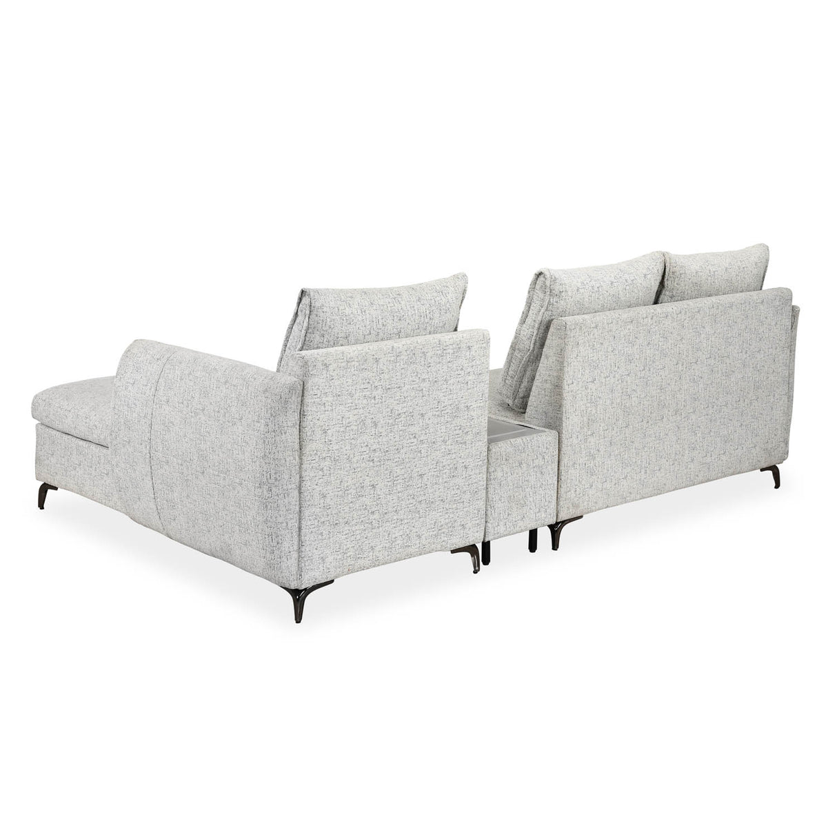Infinia 3 Seater Fabric Sofa with Left Lounger and Rectangle Console- Off White