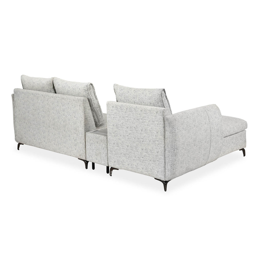Infinia 3 Seater Fabric Sofa with Right Lounger and Rectangle Console- Off White