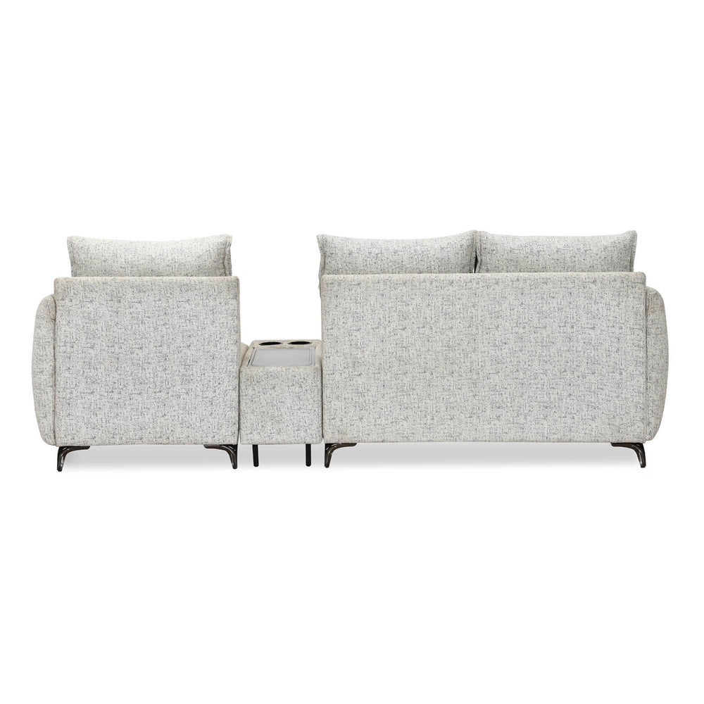 Infinia 3 Seater Fabric Sofa with Left Lounger and Rectangle Console- Off White
