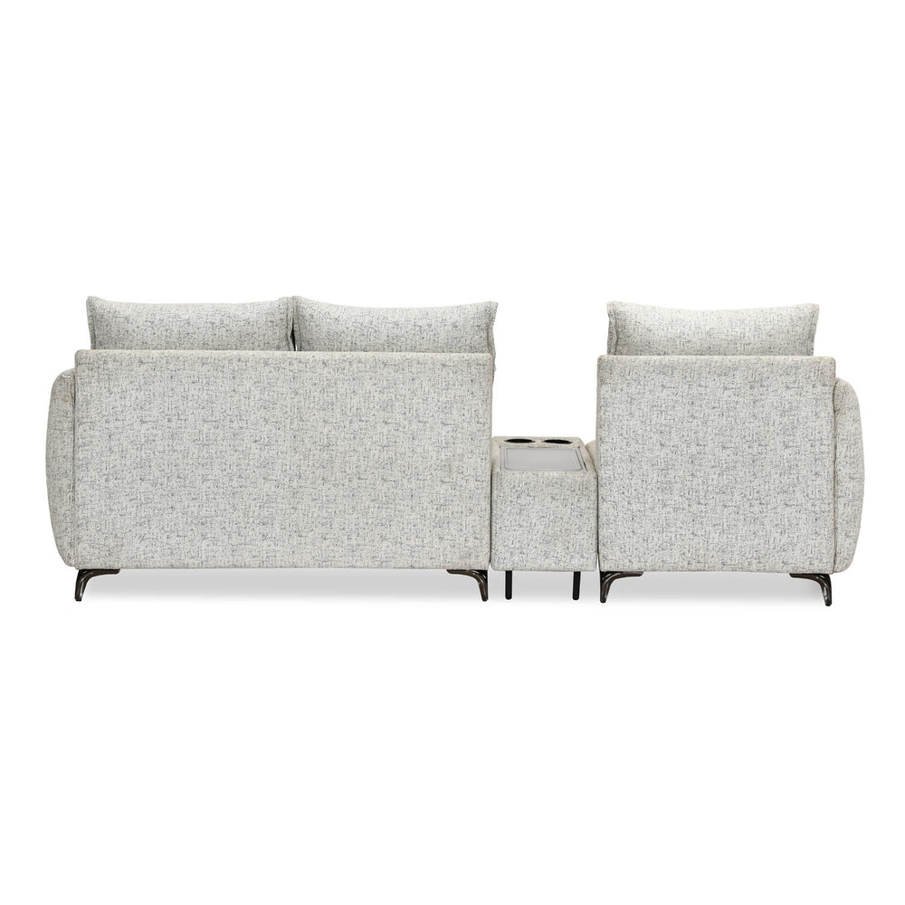 Infinia 3 Seater Fabric Sofa with Right Lounger and Rectangle Console- Off White