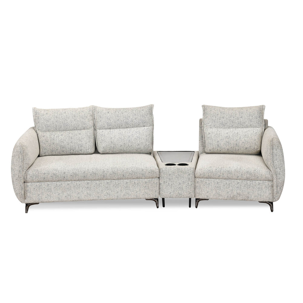 Infinia 2+1 Seater Fabric Sofa Set with Triangle Console- Off White
