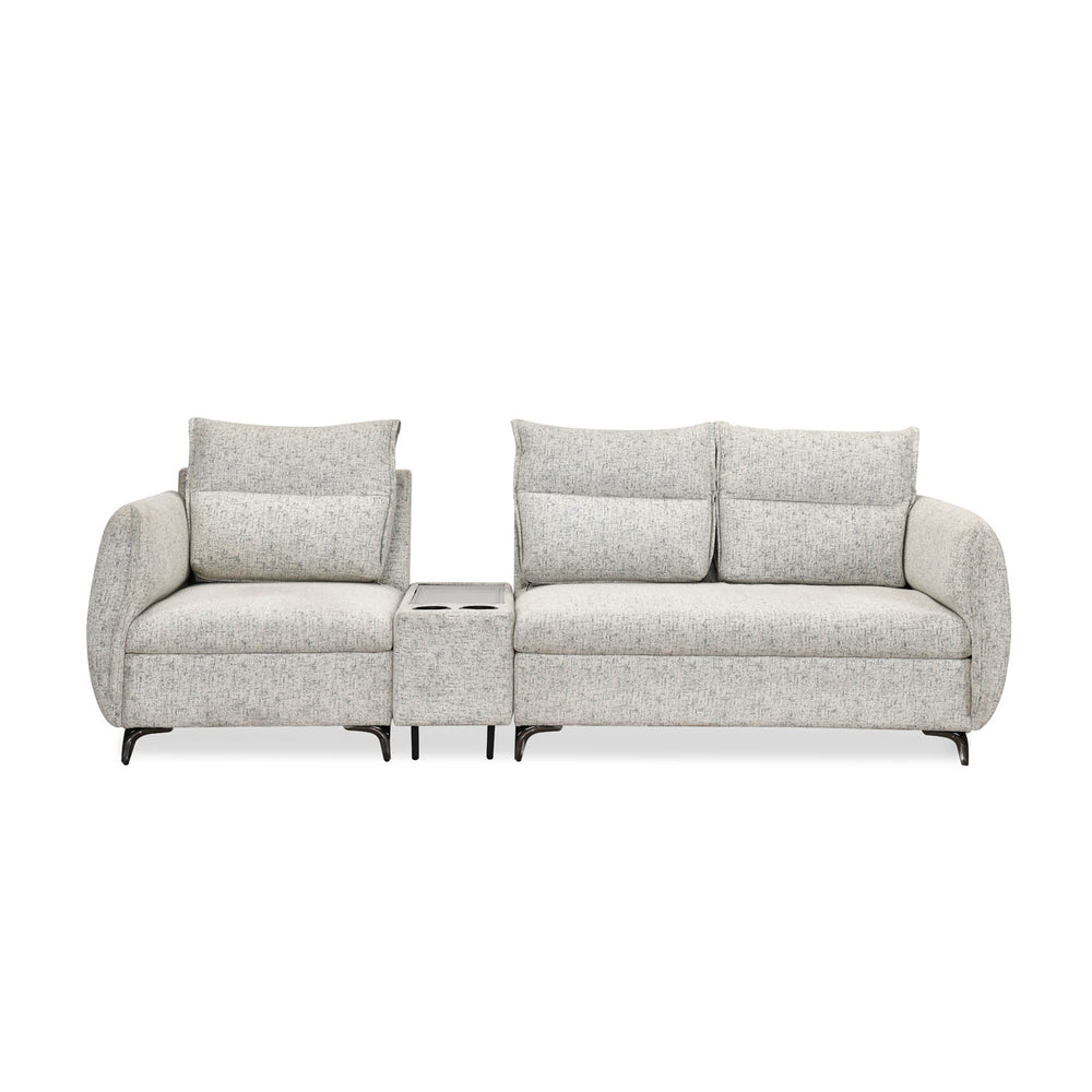 Infinia 1+2 Seater Fabric Sofa Set with Rectangle Console- Off White