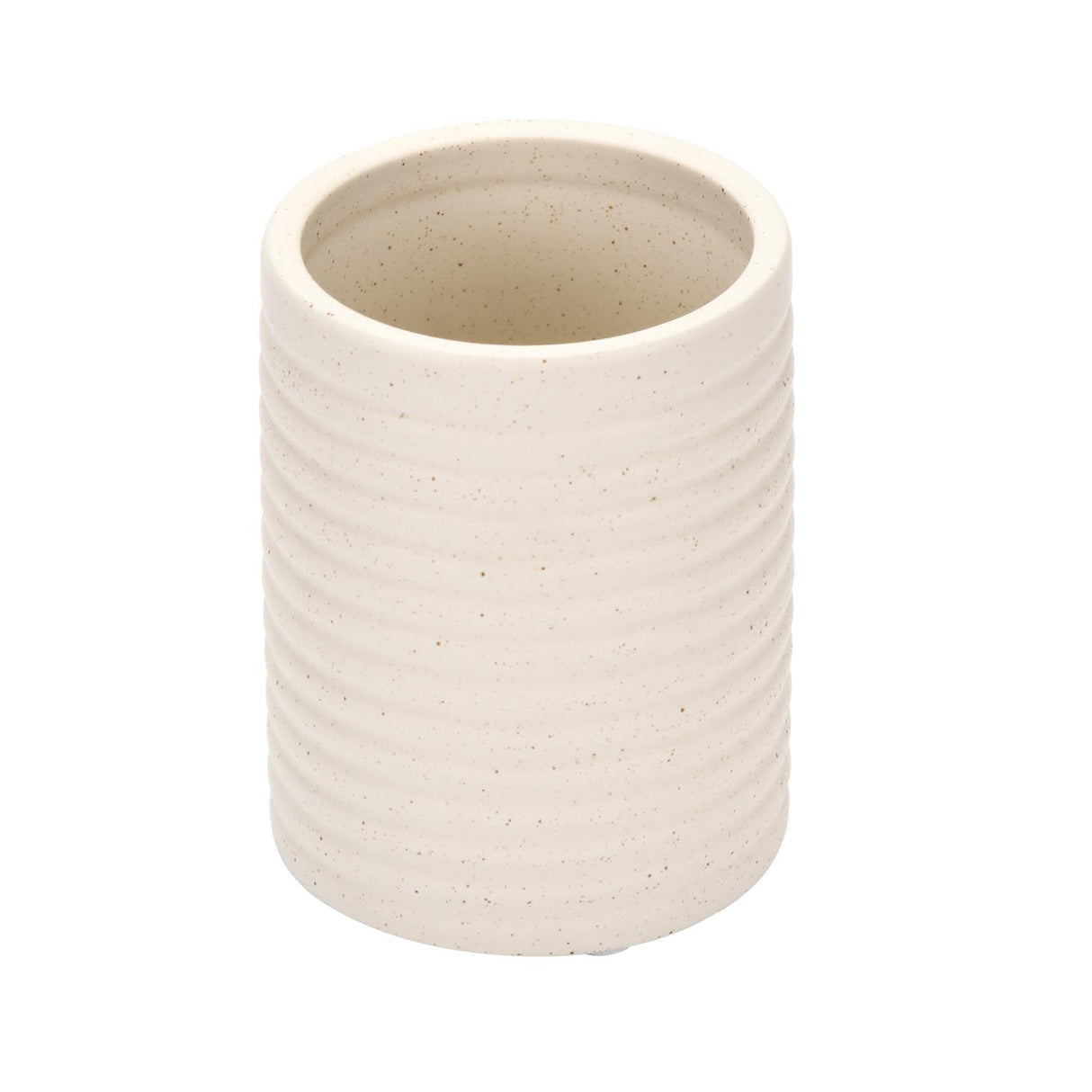 Fluted Stoneware Bath Accessories Set of 3- Cream