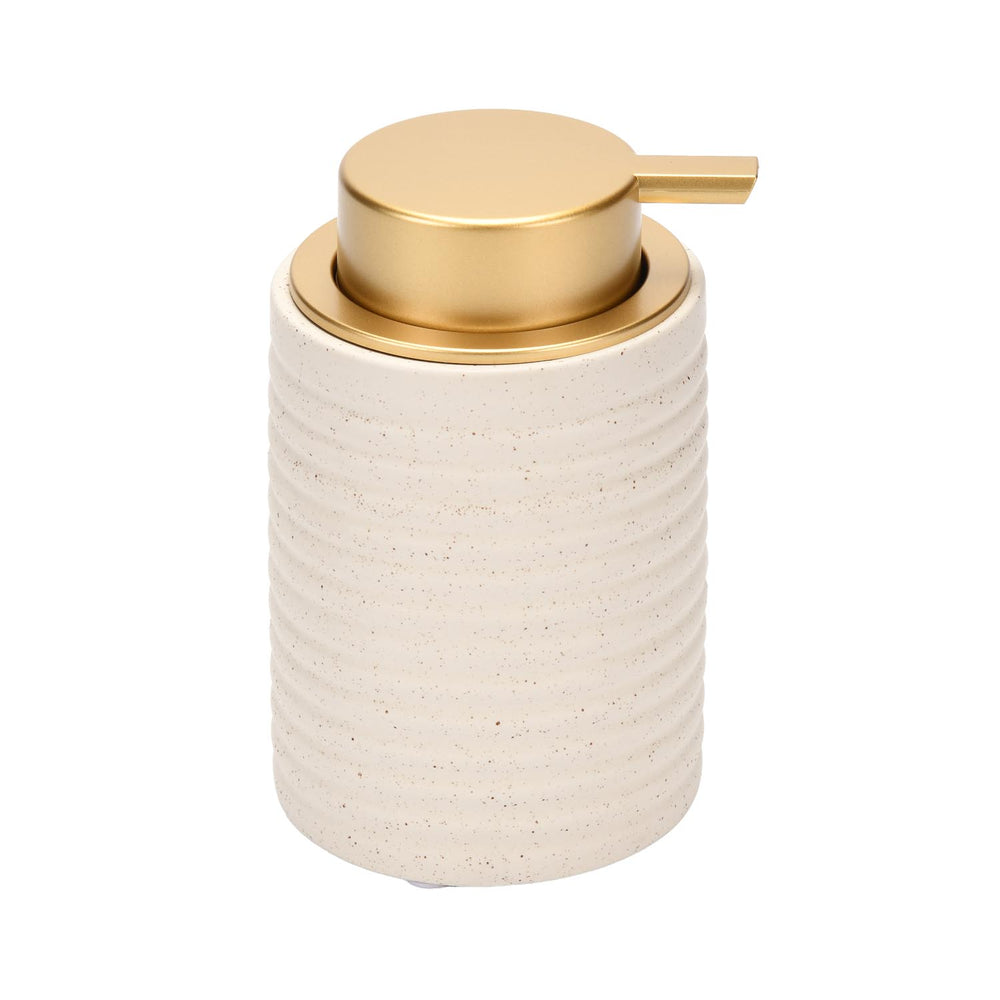 Fluted Stoneware Bath Accessories Set of 3- Cream