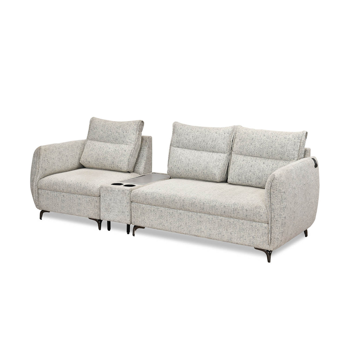 Infinia 1+2 Seater Fabric Sofa Set with Rectangle Console- Off White