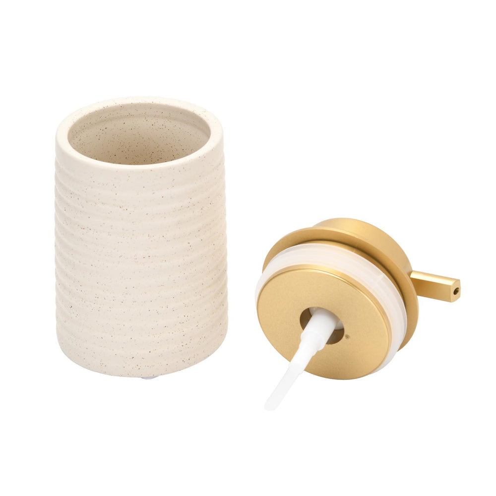 Fluted Stoneware Bath Accessories Set of 3- Cream