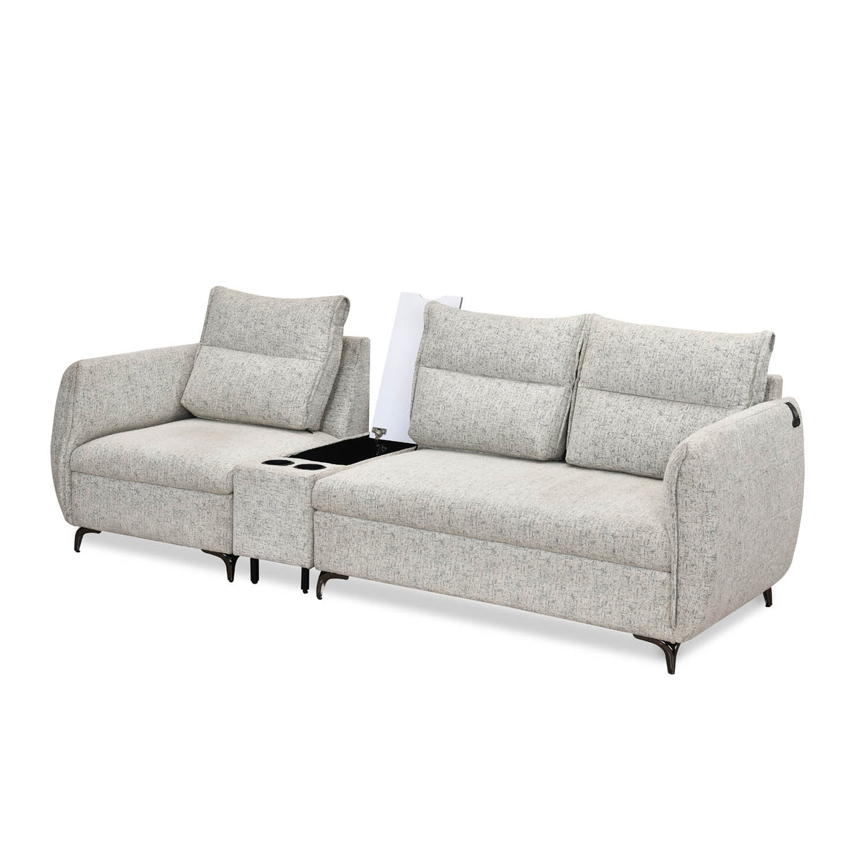 Infinia 1+2 Seater Fabric Sofa Set with Rectangle Console- Off White