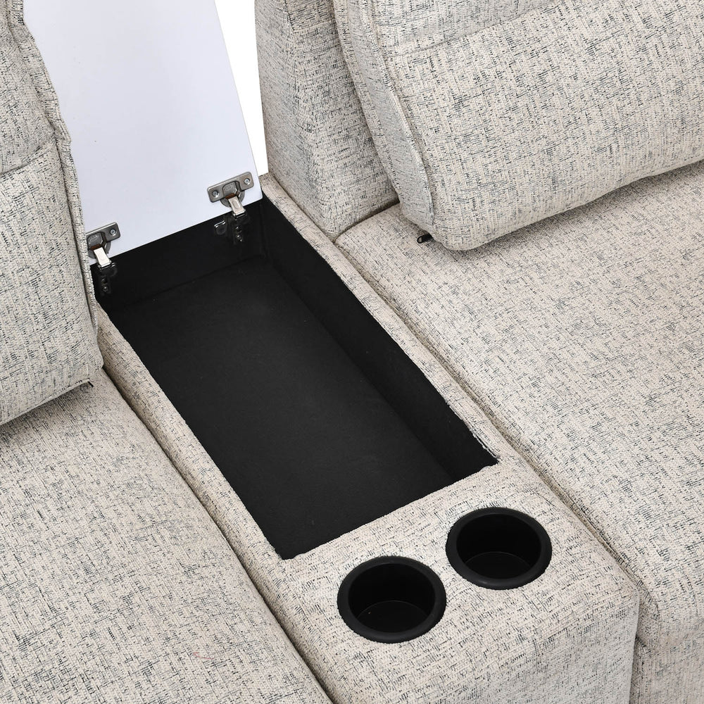 Infinia 1+2 Seater Fabric Sofa Set with Rectangle Console- Off White