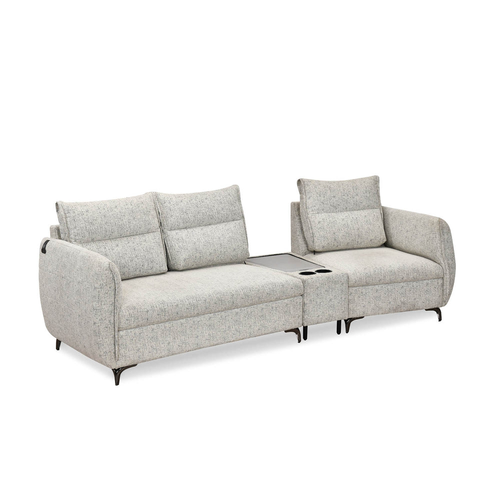 Infinia 2+1 Seater Fabric Sofa Set with Triangle Console- Off White