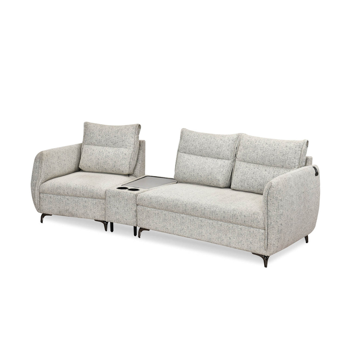 Infinia 1+2 Seater Fabric Sofa Set with Triangle Console- Off White