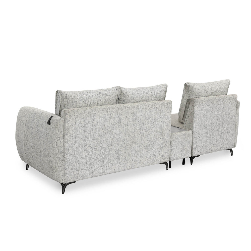 Infinia 1+2 Seater Fabric Sofa Set with Rectangle Console- Off White