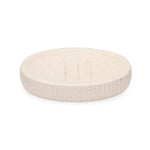 Ribbed Stoneware Bath Accessories Set of 3- Cream